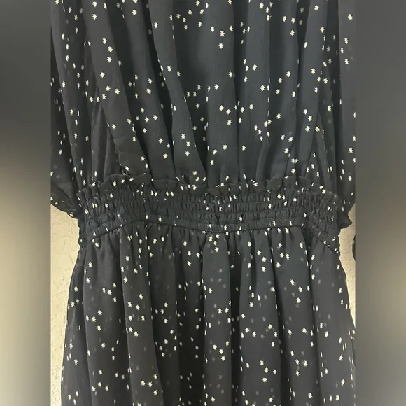 Reset by Jane smoked log. Sleeve Elegant Black Starry Dress women size small - Picture 5 of 5